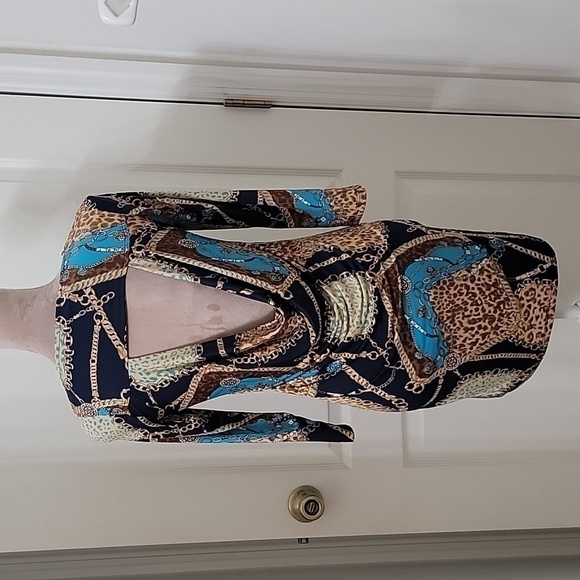 Foreign Exchange Size Unknown Abstract Bodycon Mini Dress, Cutout Back Accent - Picture 3 of 10